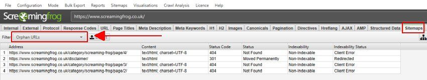 آنالیز فیلترهای «Orphan URLs» در تب‌های Sitemaps، Analytics و Search Console