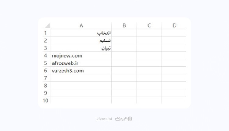 نحوه نوشتن اسامی در فایل اکسل تریبون