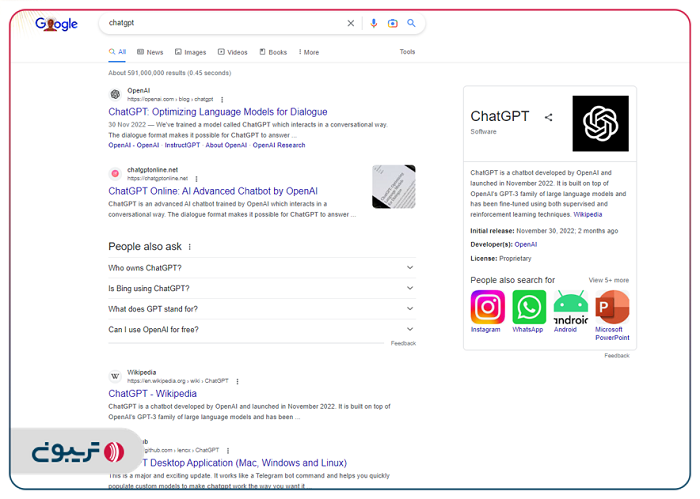 Chatgpt را در گوگل سرچ کنید 