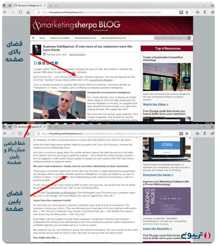 بهینه‌سازی Above the Fold سایت بر اساس الگوریتم Page layout