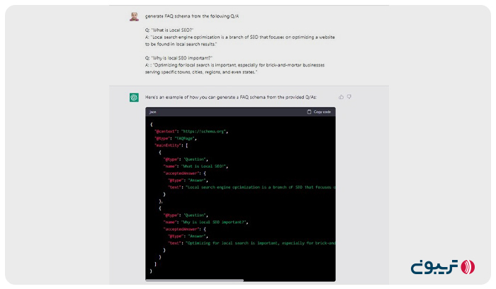 تولید کدهای اسکیمای FAQ به کمک chatgpt برای سئوی سایت